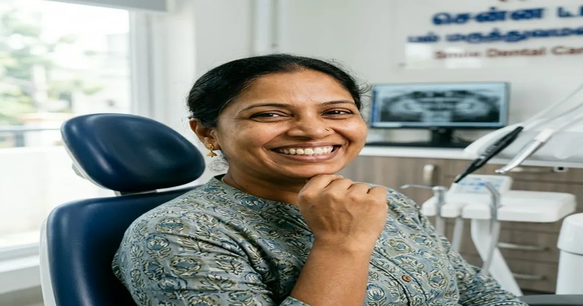 Dental crown care illustration showing proper brushing and flossing techniques for crown longevity