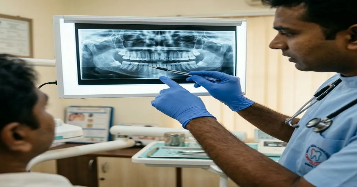 Dental X-ray showing properly aligned wisdom teeth vs impacted wisdom teeth requiring extraction